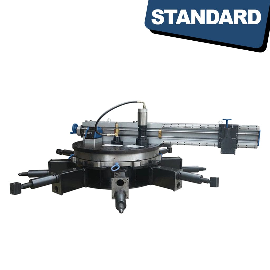 The STANDARD OFF-1150-3200H Portable Flange Facers, a portable flange machining tool with a horizontal design. It includes control knobs, a cutting tool, and a display panel for operation.