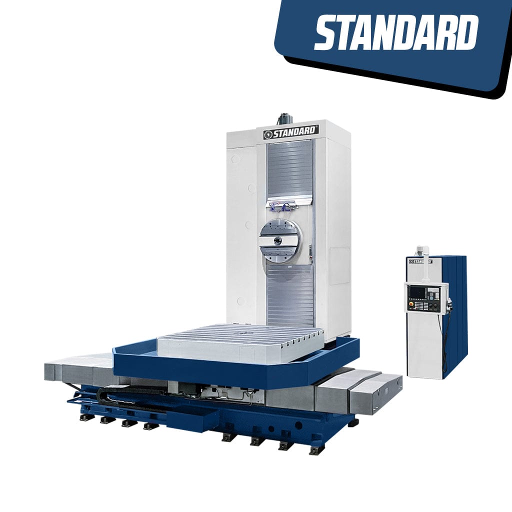 STANDARD EHF-110A CNC Horizontal Boring Mill with a Ø110mm Spindle and Facing Head, featuring multiple axes including X, Y, Z, B, W, and U, designed for precision machining, available from STANDARD and Standard Direct.