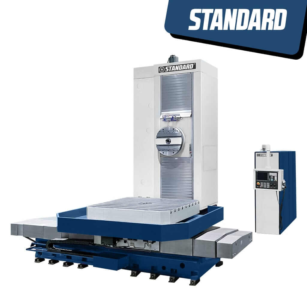  STANDARD EHF-160C CNC Horizontal Boring Mill with a Ø160mm spindle and a facing head. The machine features X, Y, Z, B, W, and U axes for precise machining operations, available from STANDARD and Standard Direct.